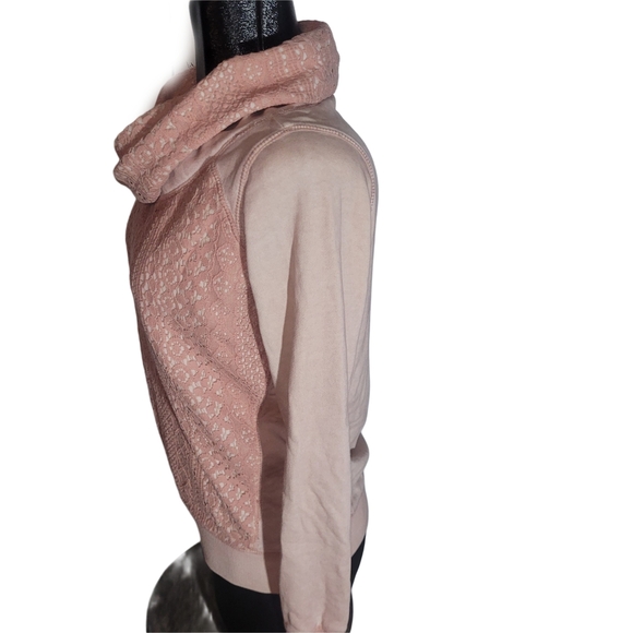 Garcia Jeans Pink Cowl Neck Lace Overlay Sweatshirt XS - Picture 4 of 6